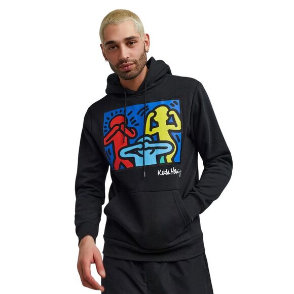 Keith Haring Hoodie Men’s Black Medium Graphic Print See No Evil Hear No Evil - Picture 3 of 8